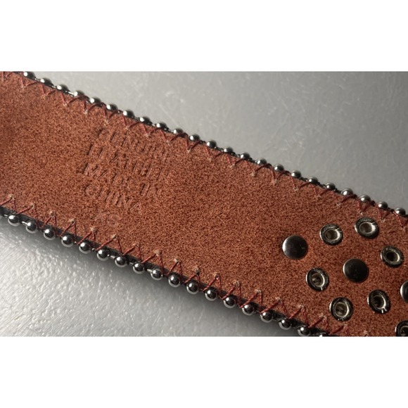 Montana West Western Faux Croc Print Leather Rhinestone Studded Belt main image 9